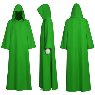 Shadow Wizard Money Gang Costume Robe with Hooded Green Halloween Cloak BEcostume